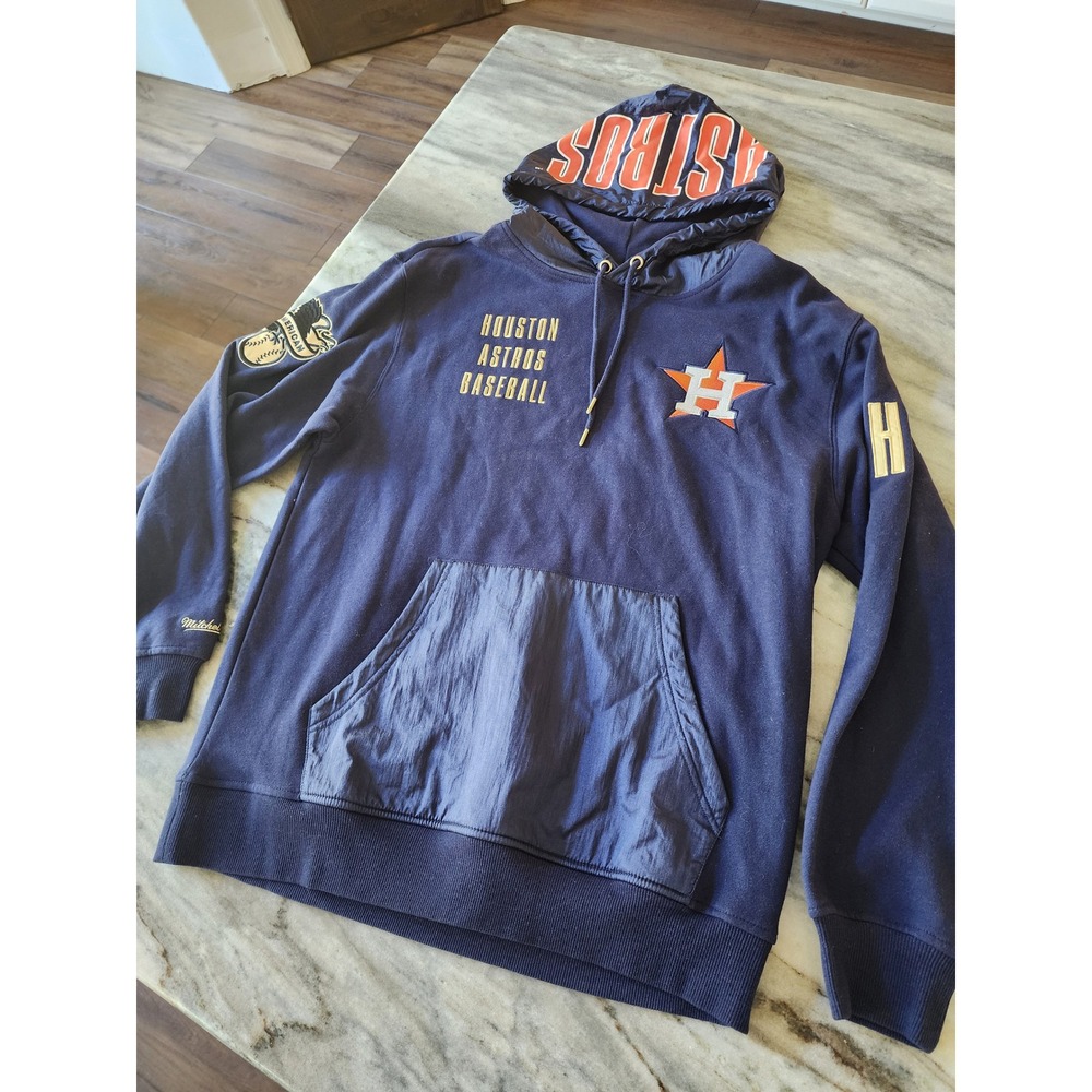 NWT Mitchell & Ness Houston Astros Navy Team OG 2.0 Fleece Hoodie Mens L